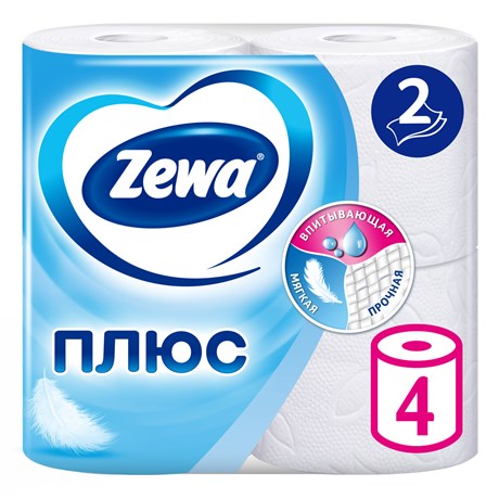 Купить Туалетная бумага ZEVA Плюс 2-х слойная 4 рулона с доставкой на ...