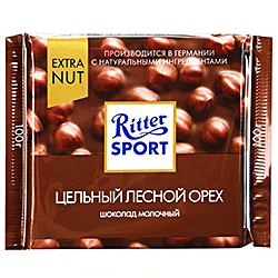 Шоколад молочный лесной орех Риттер Спорт, 100 гр