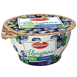 Йогурт с черникой 3,5% 140 гр Вкуснотеево