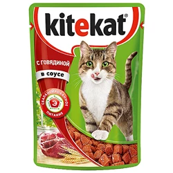 Корм Kitekat для кошек Говядина Соус пауч 85 г