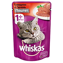 Корм Вискас для кошек паштет Говядина печень пауч 75 г
