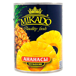Ананасы Микадо кольца в сиропе 565 г