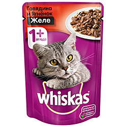 Корм для кошек Желе Говядина/Ягненок Вискас 85гр