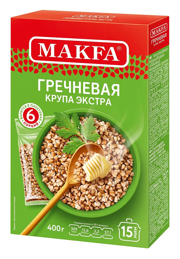 Крупа Макфа гречневая экстра 6 пакетов 400 г