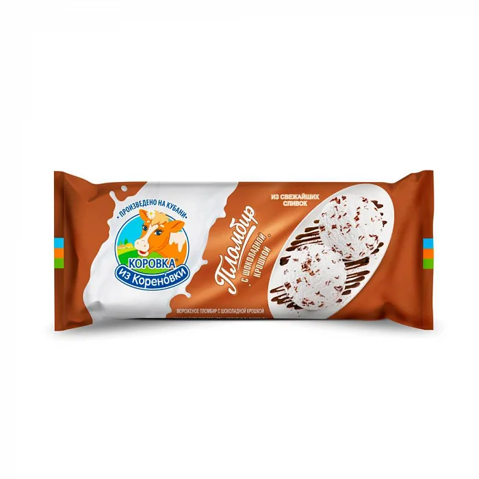 Мороженое Коровка из Кореновки пломбир с шоколадной крошкой 400 г