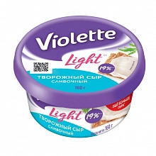 Сыр творожный Виолетта Лайт сливочный 60% 160 г плавленный