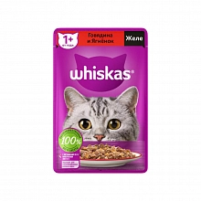 Корм Вискас для взрослых кошек желе с говядиной и ягненком 75 г