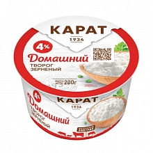 Творог Карат Домашний зерненый 4% 200 г