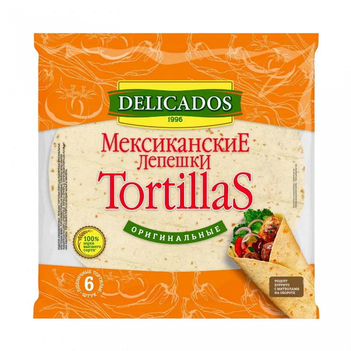 Лепешка Delicados Тортилья мексиканская пшеничная Оригинальная 400 г