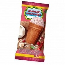 Мороженое Вологодский пломбир в вафельном стаканчике брусника-клюква 100 г