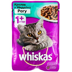 Корм Вискас для кошек кролик индейка рагу пауч 75 г