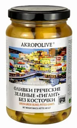 Оливки Akropolive зеленые Халкидики без косточек 340 г