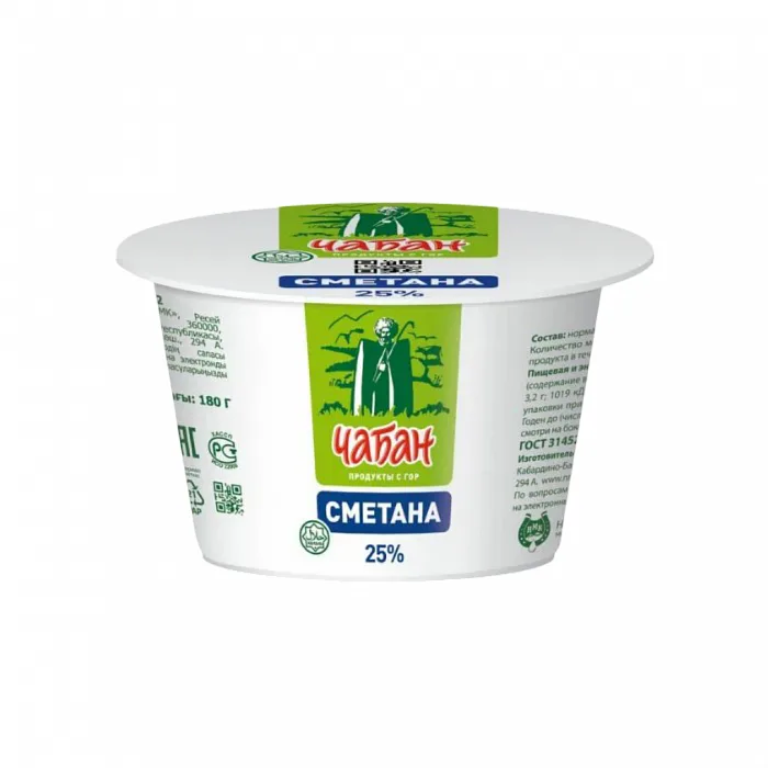 Сметана Чабан 25% 180 г