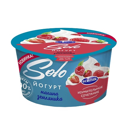 Йогурт Экомилк Соло Малина-Земляника 4.2% 130 г