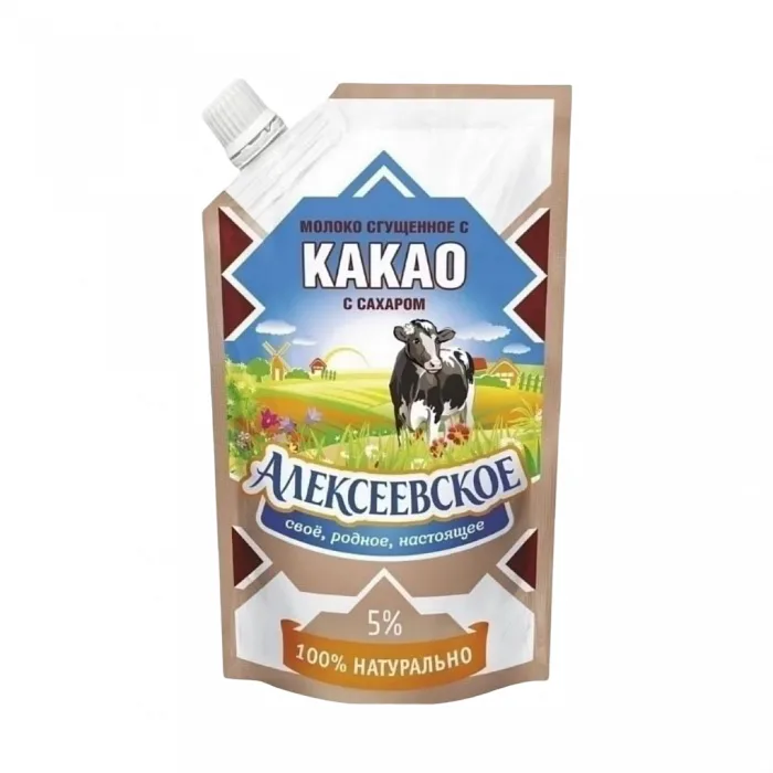 Молоко Алексеевское сгущенное с какао и с сахаром 270 г