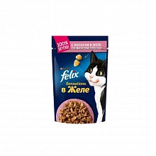 Корм влажный Феликс для кошек Сенсейшен желе лосось треска 75 г
