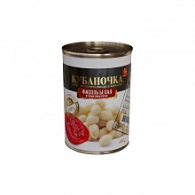 Фасоль Кубаночка натуральная белая в томатном соусе 400 г