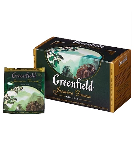 Чай зеленый Жасмин Гринфилд, в пакетах 25*2 гр