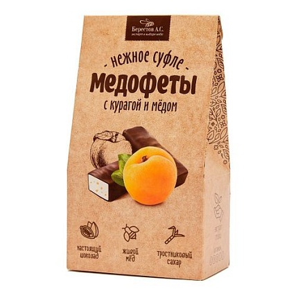 Конфеты Медофеты глазированные суфле с курагой и медом в шоколаде 150 г