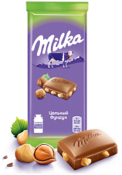Шоколад молочный с цельным фундуком Милка, 90 гр