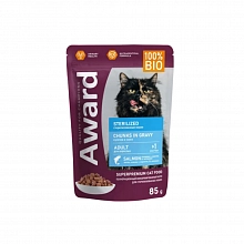 Корм влажный Award Sterilized для стерилизованных кошек кусочки в соусе с лососем 85 г