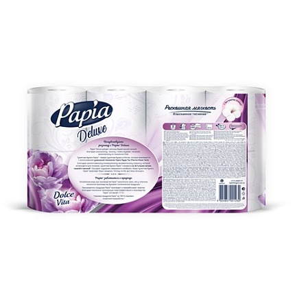 Туалетная бумага Papia Deluxe Dolce 4-слойная 8 рулонов