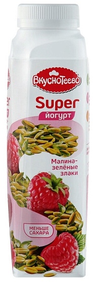Йогурт пит. Малина - Зелёные злаки 1,3% 320 гр Вкуснотеево