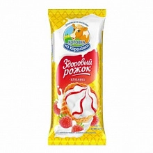 Мороженое Коровка из Кореновки Пломбир Здоровый рожок клубника 120 г
