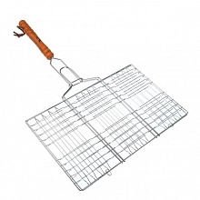 Решётка-гриль ГрильБум хромированная с деревянной ручкой 47x34x20 см