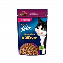 Корм влажный Феликс для кошек Сенсейшен утка в желе со шпинатом 75 г