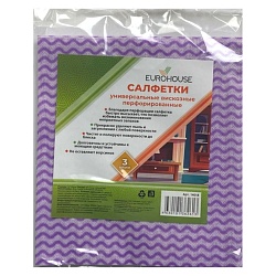 Салфетки перфорированные вискозные 34*38 см 3 шт EuroHouse 