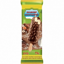 Мороженое Вологодский пломбир Эскимо Пломбир в шоколадной глазури с фундуком 75 г