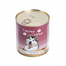 Корм влажный Собачье счастье для собак Баранина с потрошками в желе 750 г