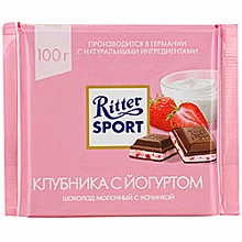 Шоколад Риттер Спорт молочный клубника в йогурте 100 г