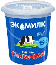 Сметана Экомилк сливочная 15% 300 г