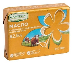 Масло Агрокомплекс сливочное Традиционное 82.5% 170 г