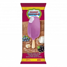Мороженое Вологодский Пломбир пломбир с черной смородиной в черничной глазури 80 г