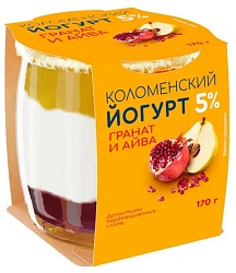 Йогурт Коломенский с наполнителем Гранат-Айва с мдж 5% 170 г
