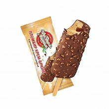 Мороженое Чистая линия пломбир крем-брюле в шоколадной глазури с арахисом 80 г