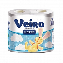 Бумага Veiro Linia Classic туалетная 4 рулона 2-х слойная белая
