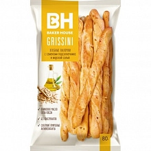 Хлебные палочки Baker House Grissini с семенами подсолнечника и морской солью 80 г