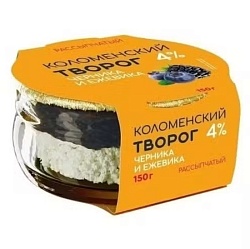 Творог Коломенский рассыпчатый с наполнителем Черника - ежевика с мдж 4% 150 г
