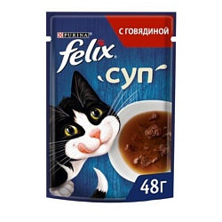 Корм Felix Суп для взрослых кошек с говядиной влажный 48 г