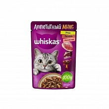 Корм влажный Вискас для кошек Аппетитный микс с уткой и печенью в мясном соусе 75 г