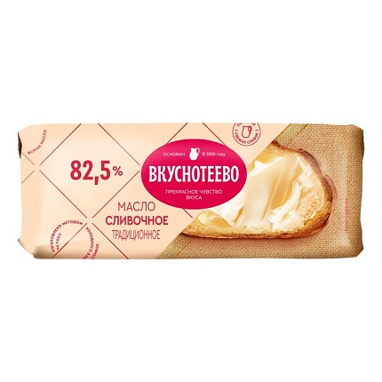 Масло Вкуснотеево сливочное Традиционное 82.5% 340 г