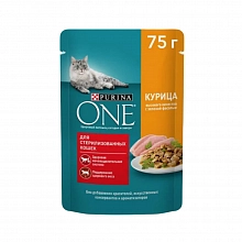 Корм влажный Пурина One для кошек стерилизованных с курицей и зеленой фасолью 75 г