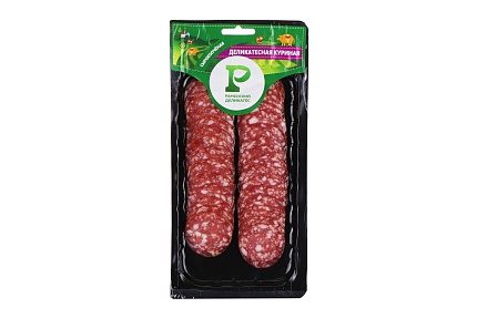 Колбаса Деликатесная куриная сырокопченая нарезка 100 г