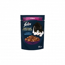 Корм Феликс для взрослых кошек Мясные ломтики с уткой 75 г