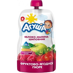 Пюре Агуша яблоко-малина-шиповник с 5 месяцев 90 г
