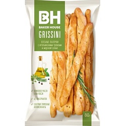 Хлебные палочки Baker House Grissini с итальянскими травами и морской солью 80 г
